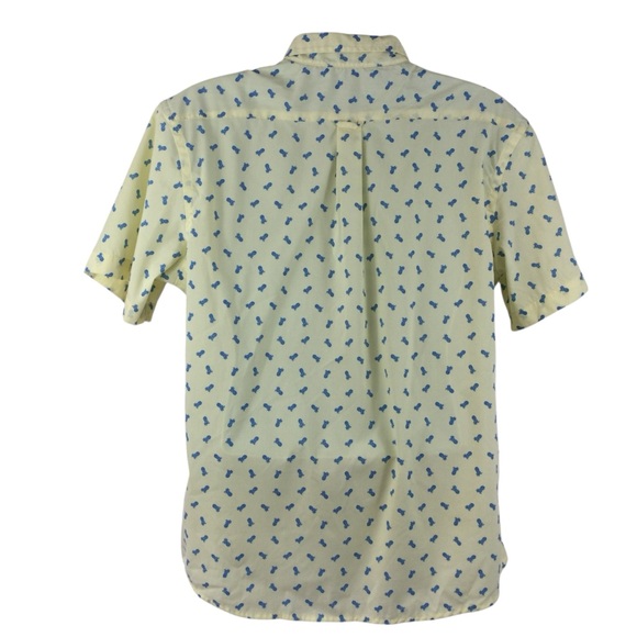 Izod Casual Men's Short Sleeve Yellow Shirt with blue pineapples, Size XL - Picture 2 of 6